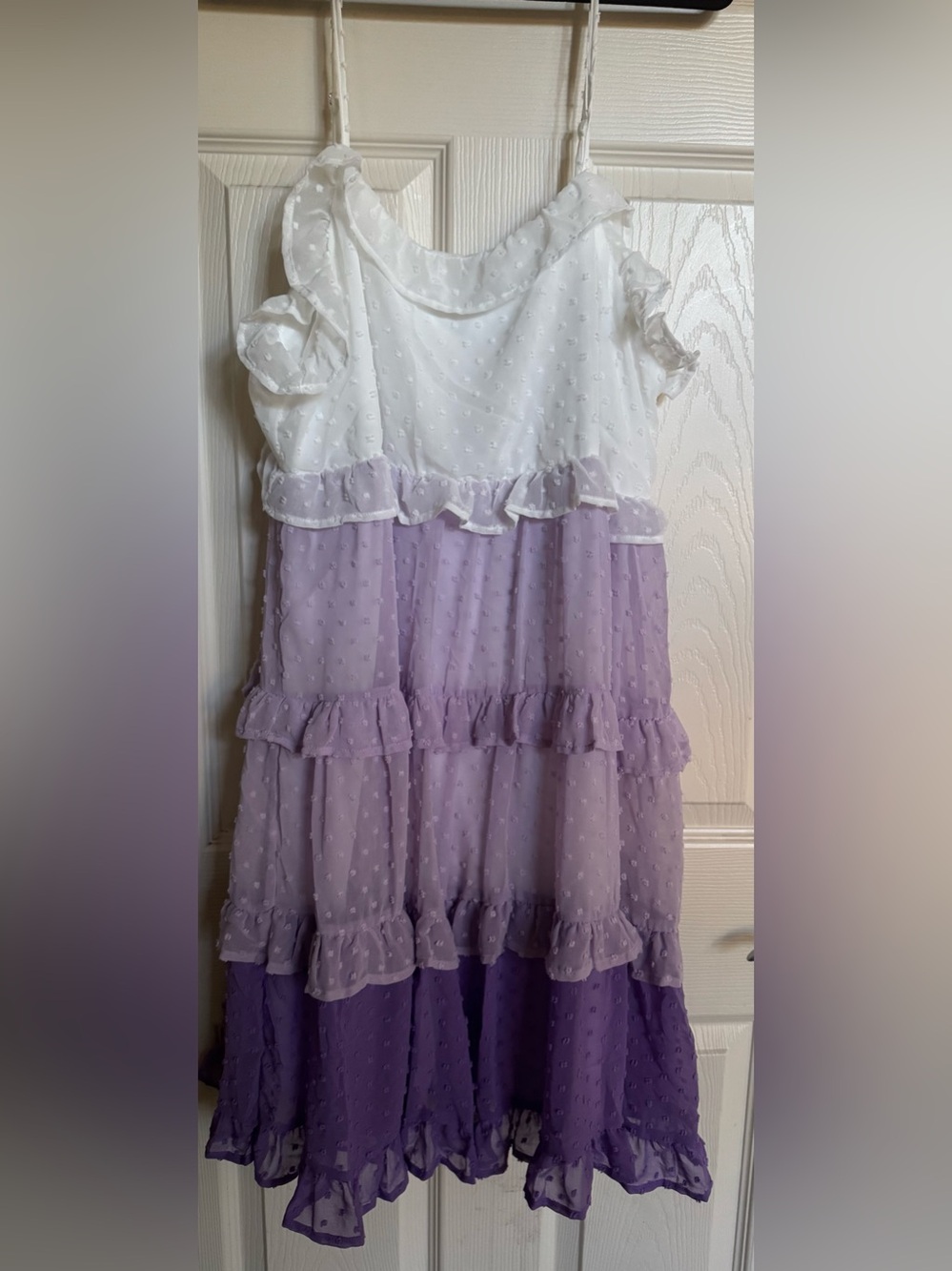 NWOT White and Lavender Tiered Mini Dress, Summer dresses, Size XL